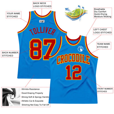 Custom Blue Red-Gold Authentic Throwback Basketball Jersey