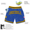 Custom Blue Gold-Black Authentic Throwback Basketball Shorts