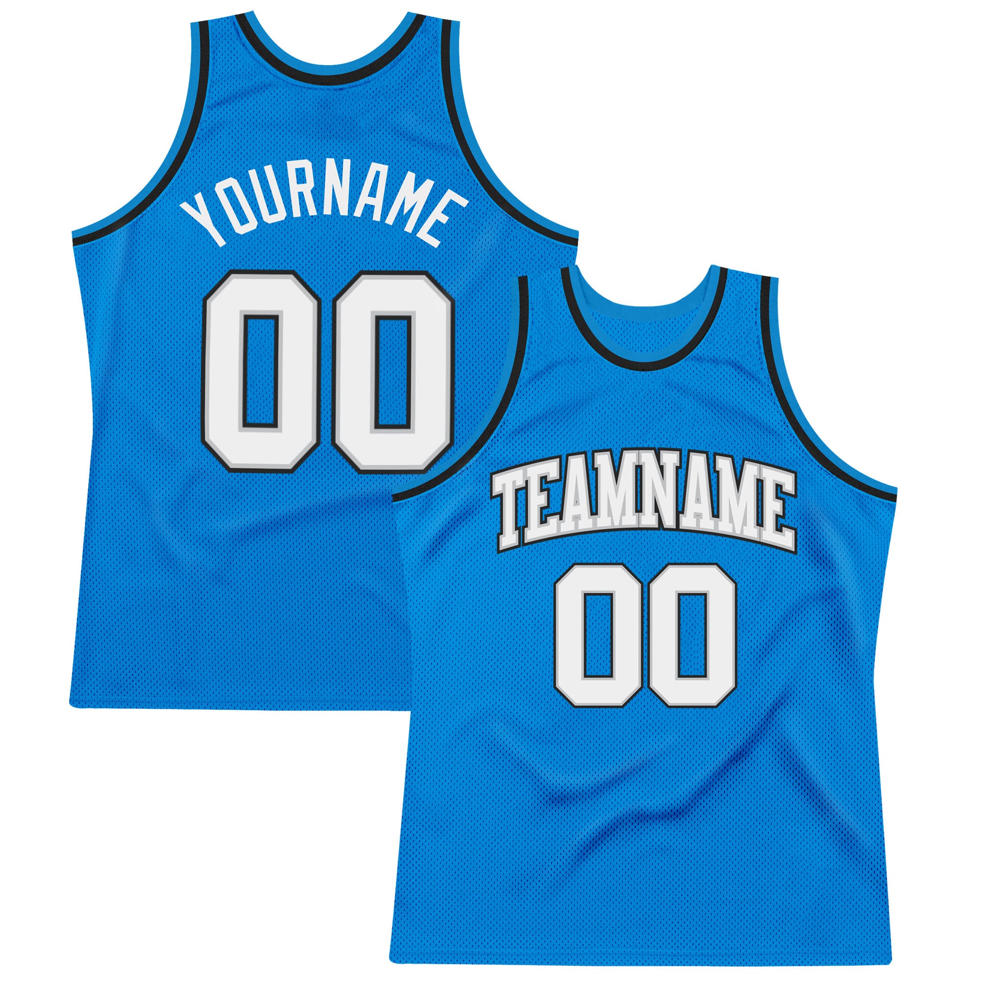 FANSIDEA Custom White Silver Gray-Light Blue Authentic Throwback Basketball Jersey Men's Size:S