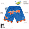 Custom Blue Orange-White Authentic Throwback Basketball Shorts