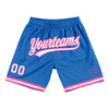 Custom Blue White-Pink Authentic Throwback Basketball Shorts