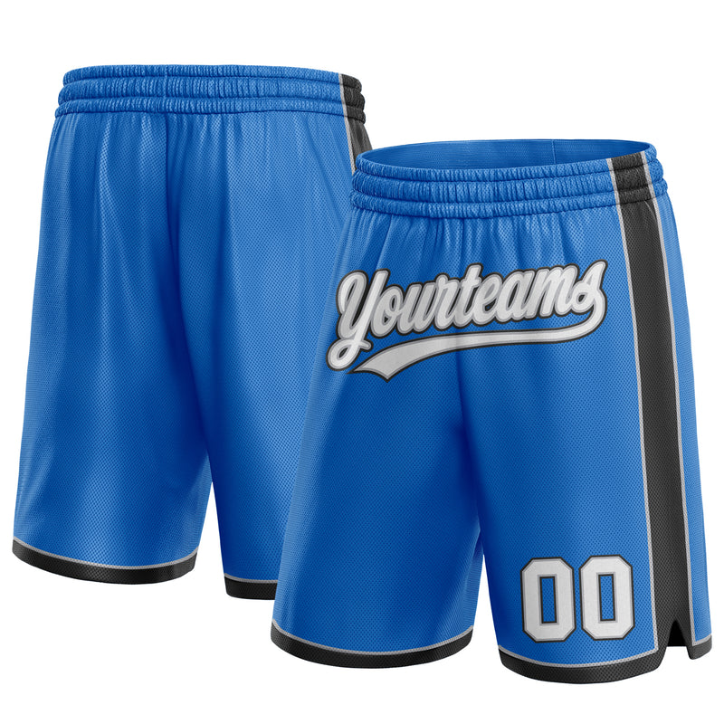 Custom Blue Basketball Shorts White Black-Gray Authentic - FansIdea