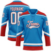 Custom Blue White-Red Hockey Lace Neck Jersey