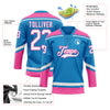 Custom Blue White-Pink Hockey Lace Neck Jersey