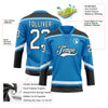 Custom Blue White-Black Hockey Lace Neck Jersey