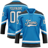 Custom Blue White-Black Hockey Lace Neck Jersey