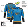 Custom Blue Old Gold-Black Hockey Lace Neck Jersey