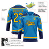 Custom Blue Gold-Navy Hockey Lace Neck Jersey