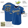 Custom Blue Black-Cream Authentic Throwback Baseball Jersey