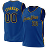 Custom Blue Navy-Gold Authentic Throwback Basketball Jersey