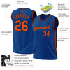 Custom Blue Orange-Black Authentic Throwback Basketball Jersey