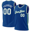 Custom Blue White-Kelly Green Authentic Throwback Basketball Jersey