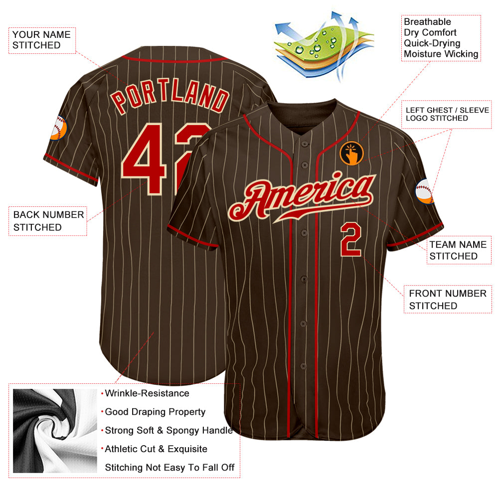 Custom Cream Baseball Jersey Brown Authentic - FansIdea