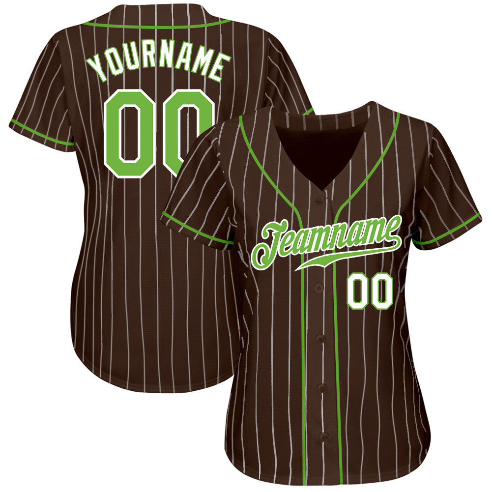 Custom Neon Green Brown-Gold 3D Pattern Design Authentic St. Patrick's Day Baseball Jersey Women's Size:XL