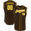 Custom Brown Gold-White Authentic Sleeveless Baseball Jersey