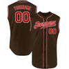 Custom Brown Red-White Authentic Sleeveless Baseball Jersey