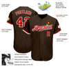 Custom Brown Red-White Authentic Baseball Jersey