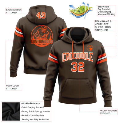 Custom Stitched Brown Orange-White Football Pullover Sweatshirt Hoodie