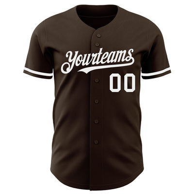 Custom Brown White Authentic Baseball Jersey