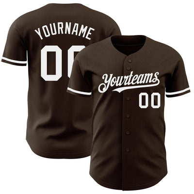 Custom Brown White Authentic Baseball Jersey