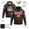 Custom Stitched Brown White-Pink Football Pullover Sweatshirt Hoodie