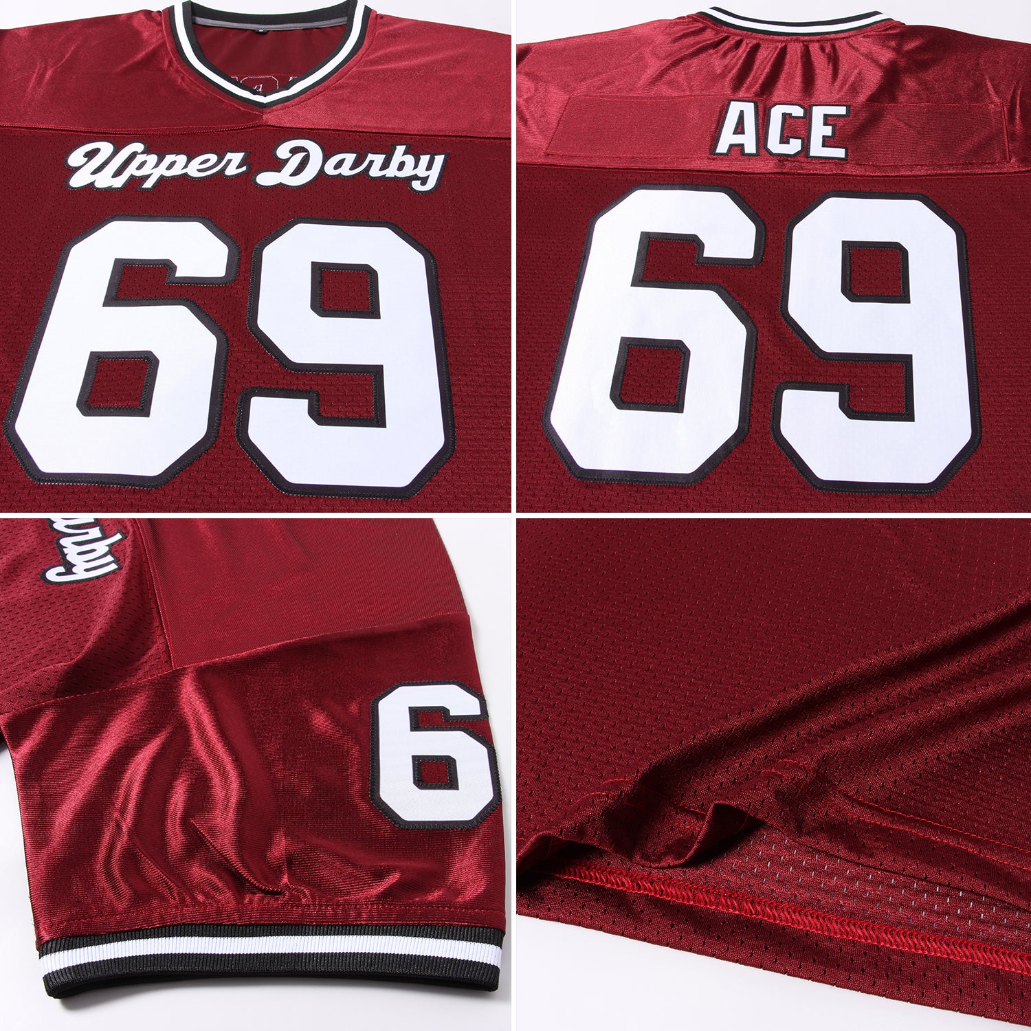 Custom Burgundy Cream Mesh Authentic Football Jersey