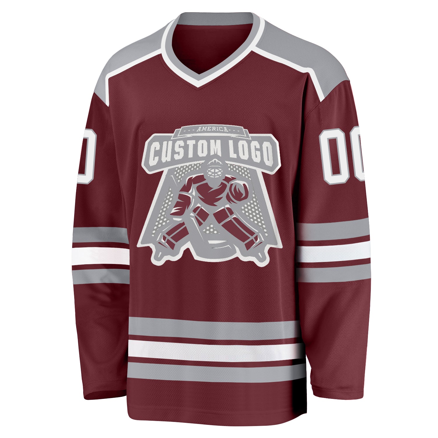 Custom White Hockey Jersey Maroon - FansIdea