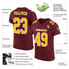 Custom Burgundy Gold-White Mesh Authentic Football Jersey