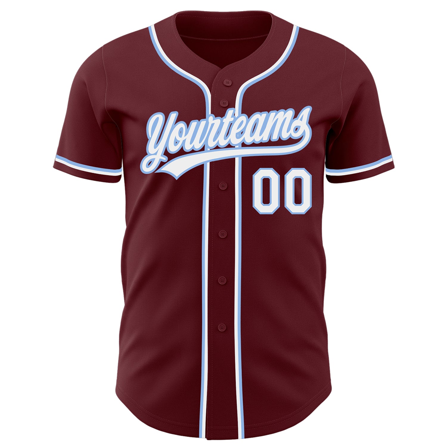 Custom Red Light Blue-White Authentic Baseball Jersey