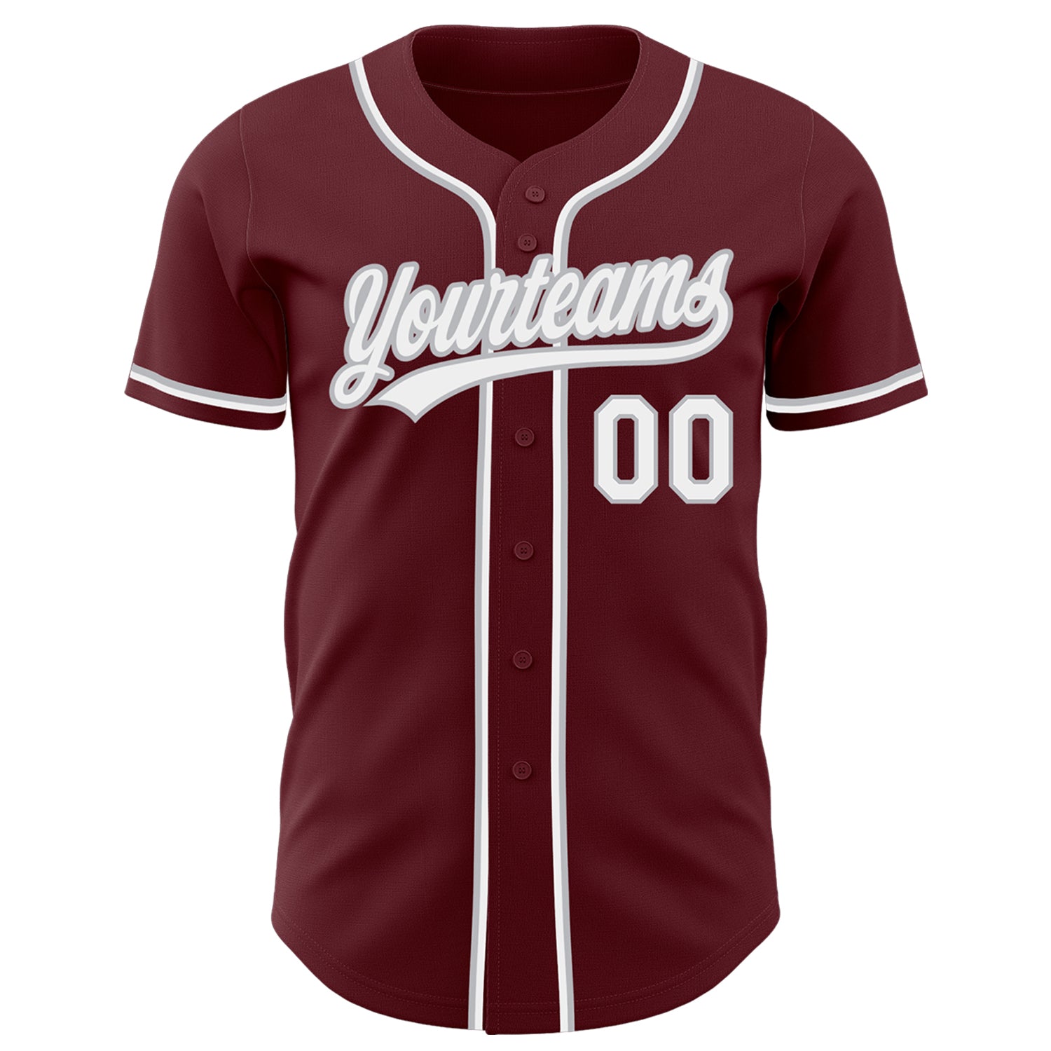 Custom Burgundy White-Gray Authentic Baseball Jersey