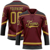 Custom Burgundy Old Gold-Black Hockey Lace Neck Jersey