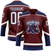 Custom Burgundy White-Navy Hockey Lace Neck Jersey