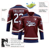 Custom Burgundy White-Navy Hockey Lace Neck Jersey