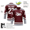 Custom Burgundy White-Gray Hockey Lace Neck Jersey