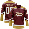 Custom Burgundy White-Old Gold Hockey Lace Neck Jersey