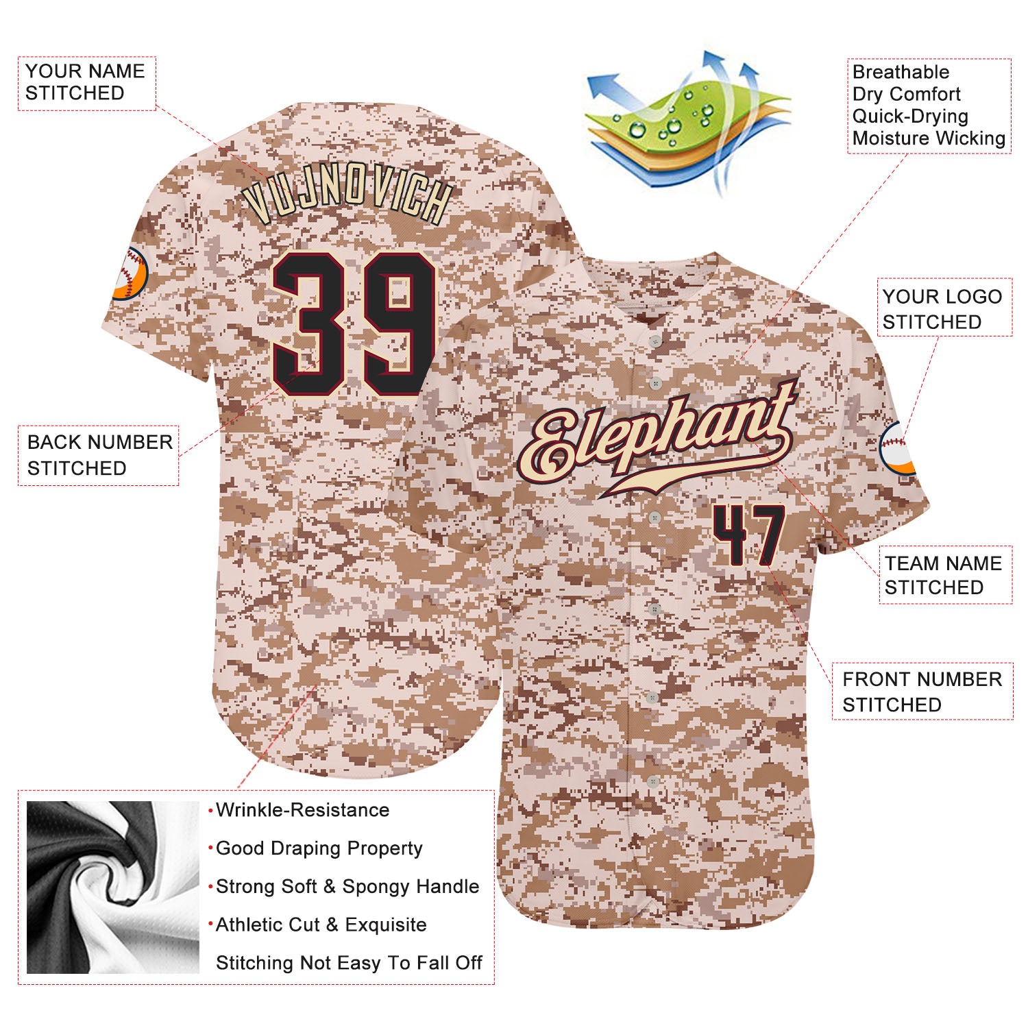 Custom Camo Black-Crimson Authentic Salute To Service Baseball Jersey