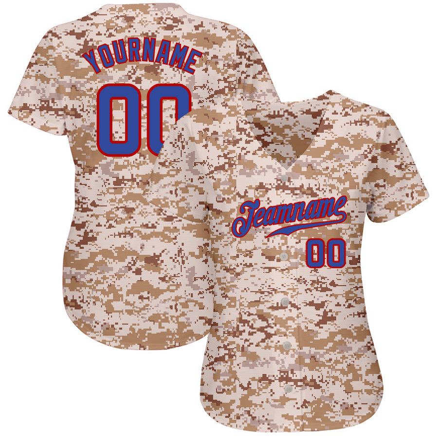 Custom Camo Royal-Red Authentic Salute To Service Baseball Jersey