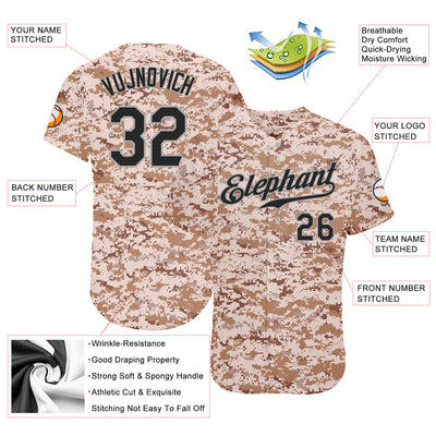 Custom Camo Black-Gray Authentic Salute To Service Baseball Jersey