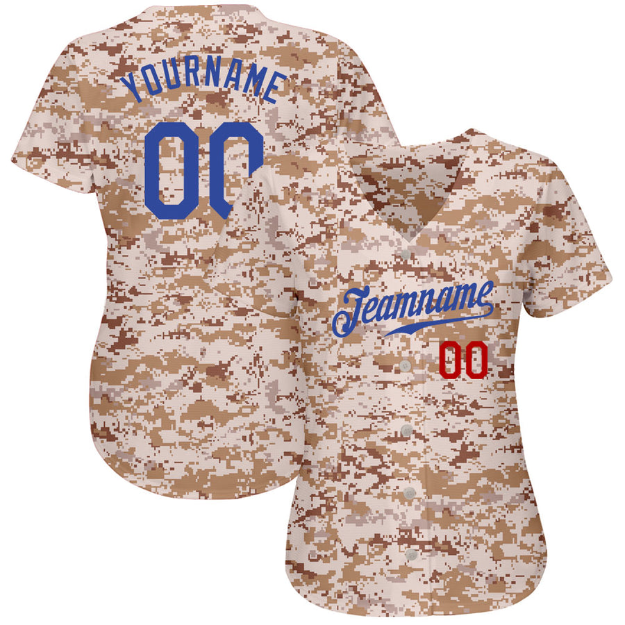 Custom Camo Royal-Red Authentic Salute To Service Baseball Jersey