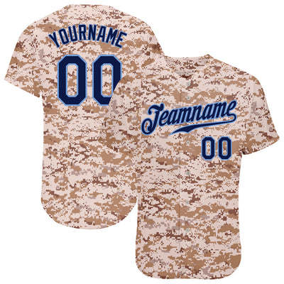 Custom Camo Navy-Powder Blue Authentic Salute To Service Baseball Jersey