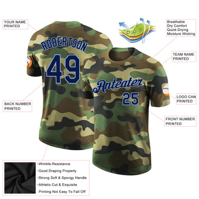 Custom Camo Navy-Light Blue Performance Salute To Service T-Shirt