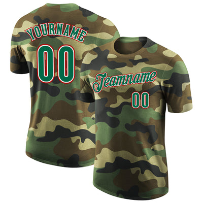 Custom Camo Kelly Green-Red Performance Salute To Service T-Shirt