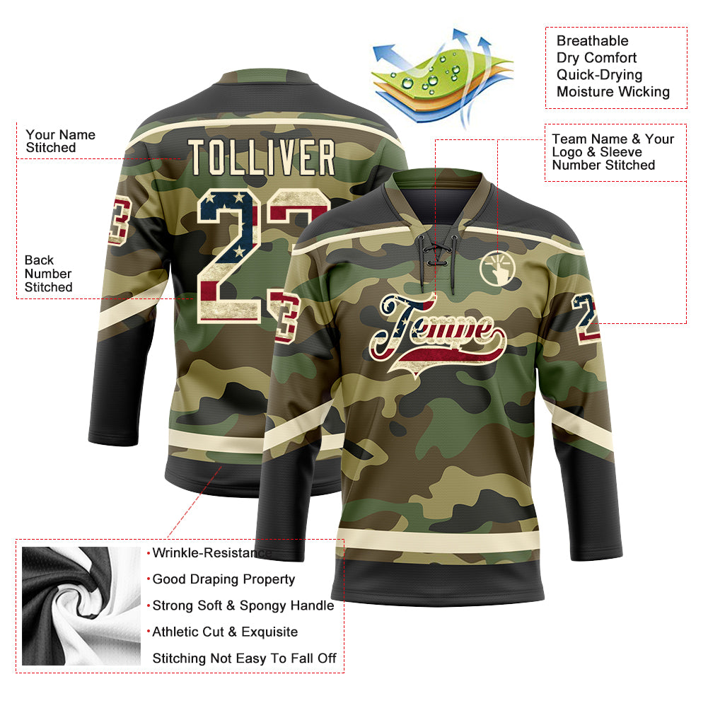 Cheap Custom Camo Black-Cream Salute To Service Long Sleeve