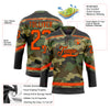 Custom Camo Orange-Black Salute To Service Hockey Lace Neck Jersey