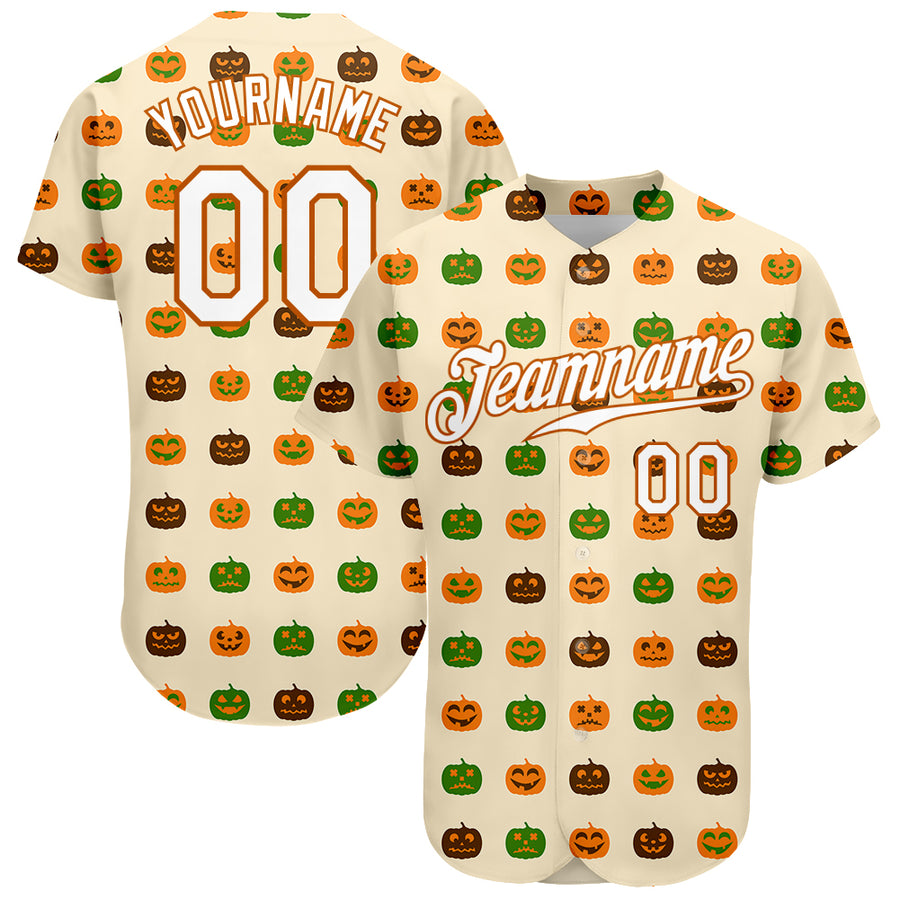 Cheap Custom 3D Pattern Halloween Pumpkins Horror Night Authentic Baseball  Jersey Free Shipping – CustomJerseysPro