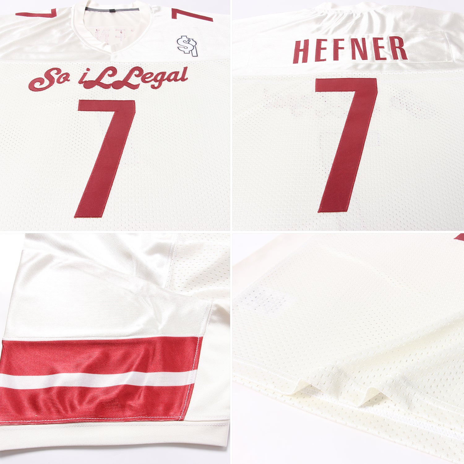 Custom Cream Burgundy Mesh Authentic Football Jersey