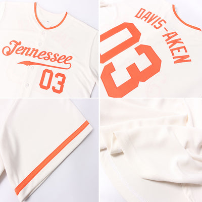 Custom Cream Orange Authentic Baseball Jersey