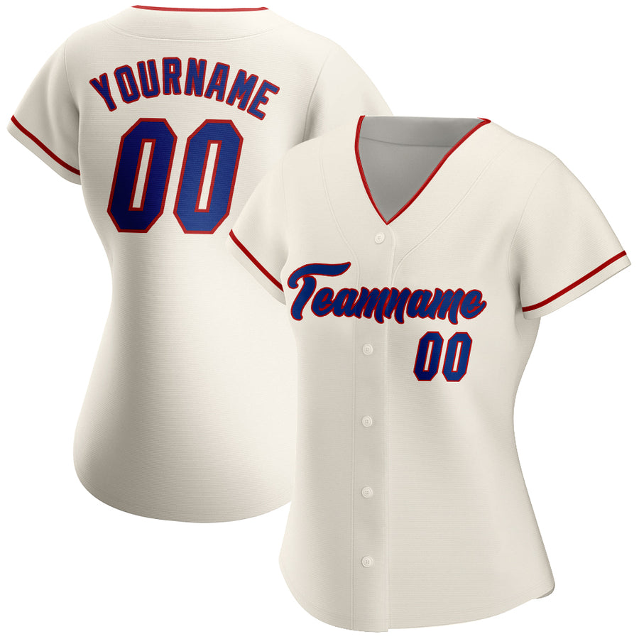 Custom Cream Royal-Red Authentic Baseball Jersey