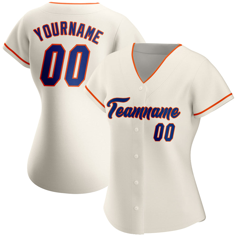 Custom Cream Royal-Orange Authentic Baseball Jersey