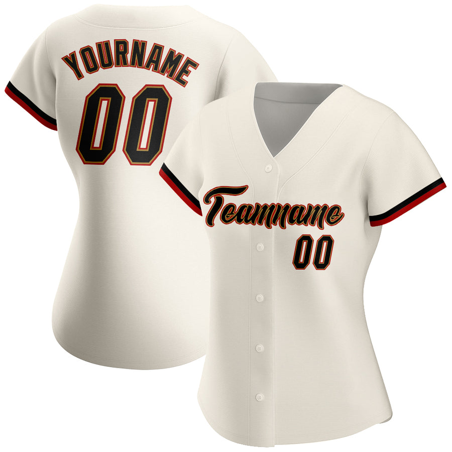 Custom Cream Black-Old Gold Authentic Baseball Jersey